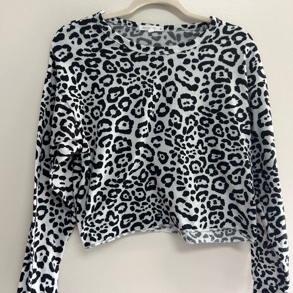Antistar Leopard Print Long Sleeve Top